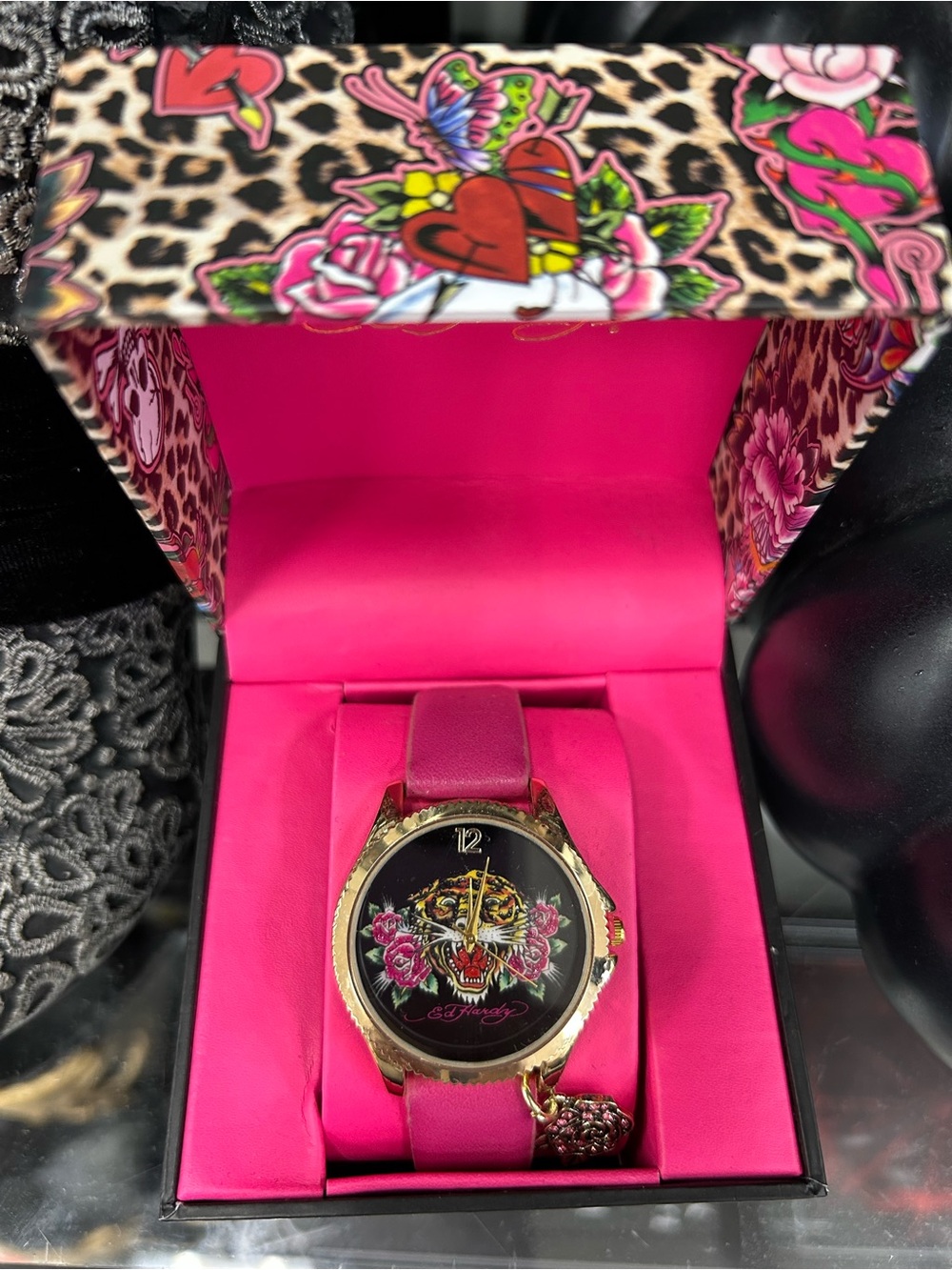Ed Hardy Watch with Pink Strap Tiger Tattoo 🥀🐅💀🩷